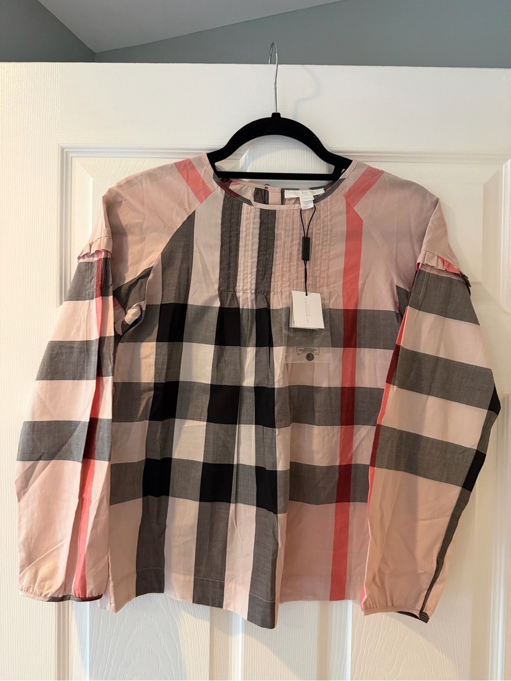 Vintage Burberry Plaid Button Back Blouse